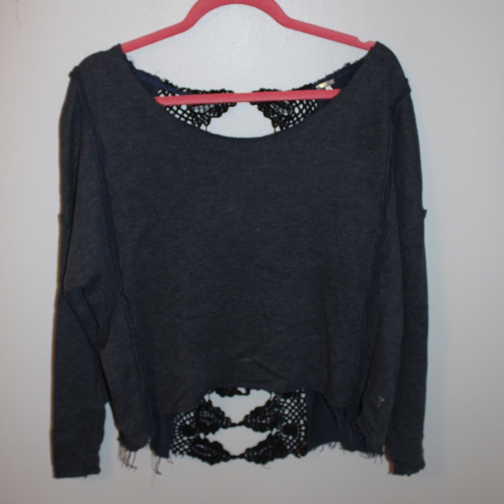 FREE PEOPLE Sweater w/ Lace Detail